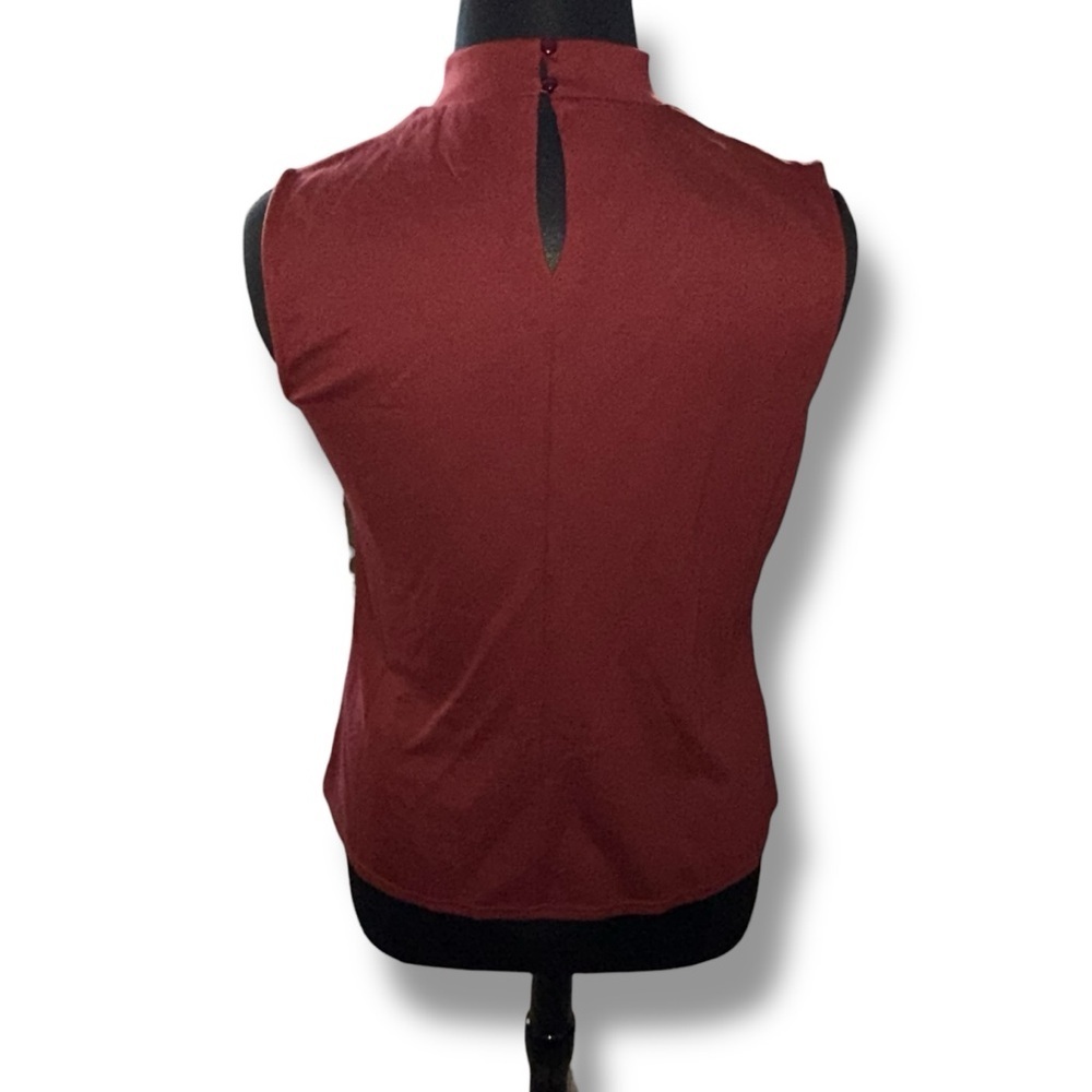 NWT HALOGEN Cut-Out Sleeveless Mock Neck Top - XXL Burgundy Russet - Picture 3 of 10